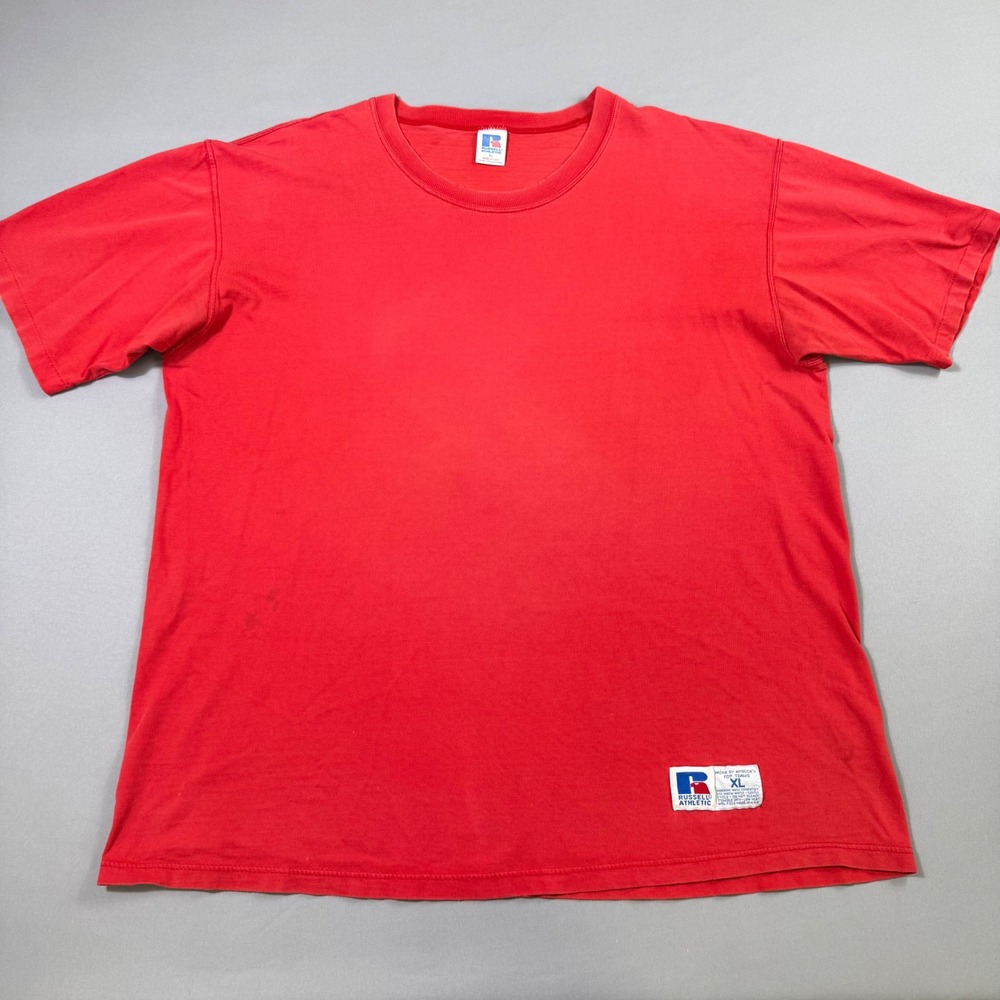 Vintage Russell Athletic T-Shirt Mens XL Red 80s Single Stitch Made in USA‎